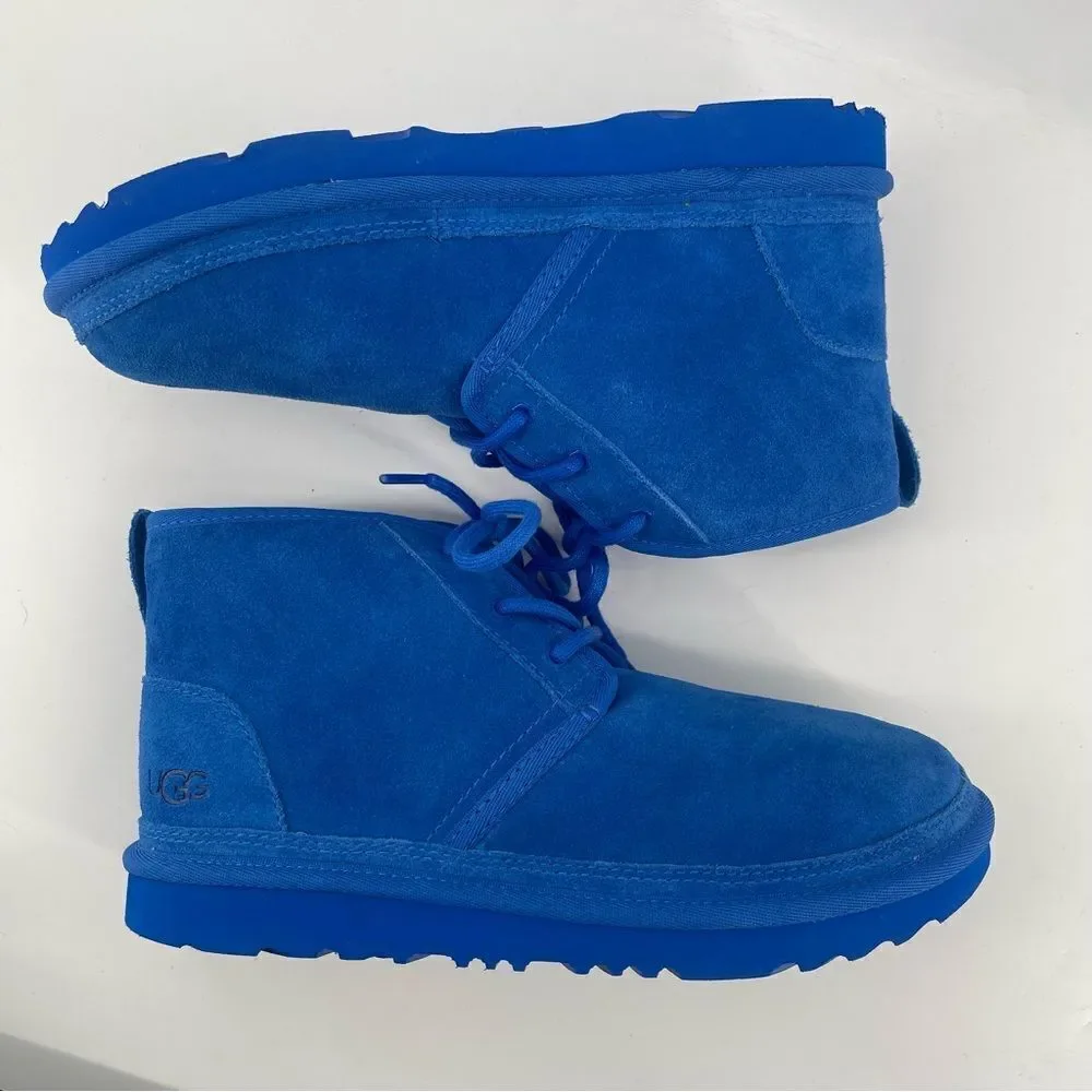 UGG Kids Neumel II Chukka Boots Size 6 Royal Blue Suede Lace-Up 1017320K